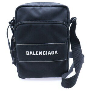 BALENCIAGA Logo Embroidered Nylon Canvas Shoulder Bag Black